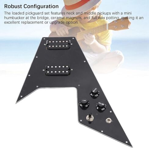 مجموعة Pickguard المحملة على الجسر، تكوين HH للجيتار الطائر على شكل V مع ملف منفصل، هامبوكر صغير، مغناطيس سيراميك in Saudi Arabia