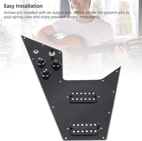 مجموعة Pickguard المحملة على الجسر، تكوين HH للجيتار الطائر على شكل V مع ملف منفصل، هامبوكر صغير، مغناطيس سيراميك in Saudi Arabia