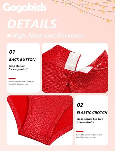 Gogokids 2Pcs Girls Latin Dance Dress Sparkly Ballet Tango Dancewear Rumba Samba Costume with Removable Flare Skirt 5-12Y in Saudi Arabia