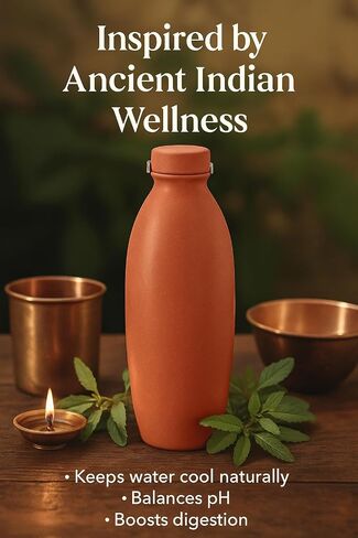 Clay Water Bottle for Drinking – Handmade Terracotta Earthen Bottle | Natural Mitti Water Bottle | Eco-Friendly, BPA-Free, Chemical-Free, Reusable Water Container in Saudi Arabia