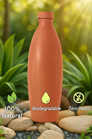 Clay Water Bottle for Drinking – Handmade Terracotta Earthen Bottle | Natural Mitti Water Bottle | Eco-Friendly, BPA-Free, Chemical-Free, Reusable Water Container in Saudi Arabia