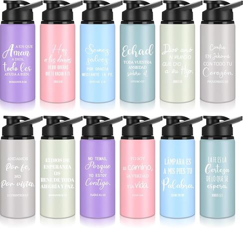 12 Pieces Christmas Christian Religious Aluminum Water Bottles Bulk Snap Lids 20oz Multicolor Outdoor Leakproof Reusable Water Bottles for Travel Camping Hiking Fishing (Morandi Colors) in Saudi Arabia