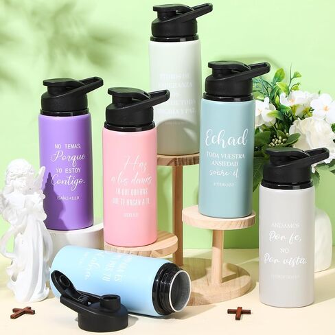 12 Pieces Christmas Christian Religious Aluminum Water Bottles Bulk Snap Lids 20oz Multicolor Outdoor Leakproof Reusable Water Bottles for Travel Camping Hiking Fishing (Morandi Colors) in Saudi Arabia