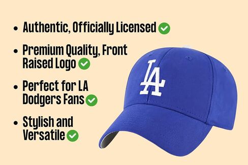 Officially Licensed Los Angeles Baseball Blue/White LA Sports Hat Classic Primary Home Team Logo Adjustable Embroidered Structured MVP Ball Cap in Saudi Arabia