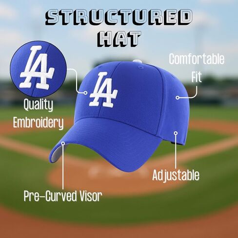 Officially Licensed Los Angeles Baseball Blue/White LA Sports Hat Classic Primary Home Team Logo Adjustable Embroidered Structured MVP Ball Cap in Saudi Arabia