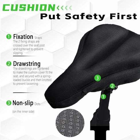 غطاء مقعد دراجة جل عالمي، وسادة مبطنة مريحة لركوب الدراجات في الأماكن المغلقة والخارجية، دراجات الطرق الجبلية، بيلوتون، التمرين (11 بوصة × 10 بوصة) in Kuwait