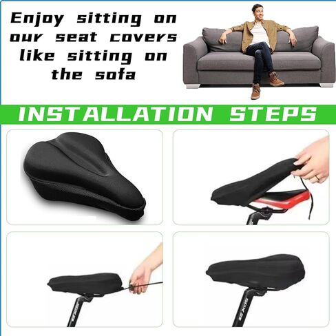 غطاء مقعد دراجة جل عالمي، وسادة مبطنة مريحة لركوب الدراجات في الأماكن المغلقة والخارجية، دراجات الطرق الجبلية، بيلوتون، التمرين (11 بوصة × 10 بوصة) in Kuwait