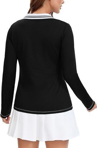 MathCat Womens Golf Shirts, Long Sleeve Polo Shirts Collared V Neck Tennis Shirts Breathable Athletic Tops in Saudi Arabia