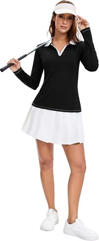 MathCat Womens Golf Shirts, Long Sleeve Polo Shirts Collared V Neck Tennis Shirts Breathable Athletic Tops in Saudi Arabia