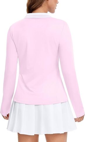 MathCat Womens Golf Shirts, Long Sleeve Polo Shirts Collared V Neck Tennis Shirts Breathable Athletic Tops in Saudi Arabia