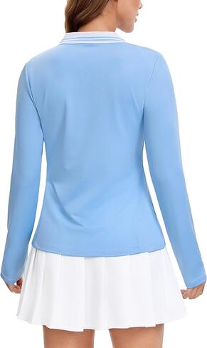 MathCat Womens Golf Shirts, Long Sleeve Polo Shirts Collared V Neck Tennis Shirts Breathable Athletic Tops in Saudi Arabia