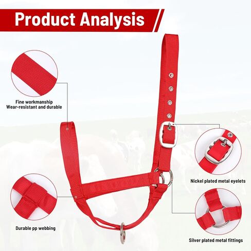 perixir Cow Halter Cattle Halters Calf Halter with Leading Rope，Adjustable Nylon Livestock Cattle Halter，for Miniature Horse Donkey Goat Foal in Saudi Arabia
