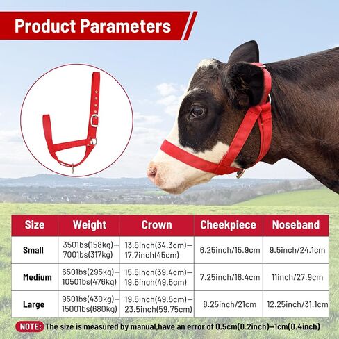 perixir Cow Halter Cattle Halters Calf Halter with Leading Rope，Adjustable Nylon Livestock Cattle Halter，for Miniature Horse Donkey Goat Foal in Saudi Arabia