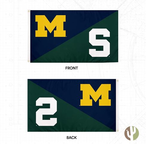 Desert Cactus Michigan Wolverines and Michigan State Spartans Rivalry Flag 3 x 5 feet Split Design Banner Durable 100% Polyester for Indoor or Outdoor Use (House Rivals Flag) in Saudi Arabia