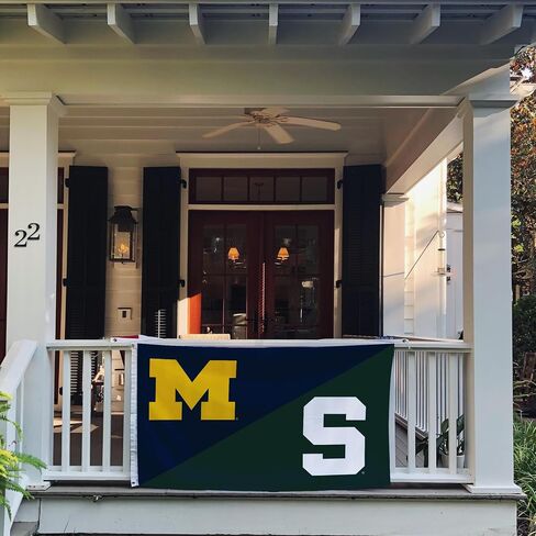Desert Cactus Michigan Wolverines and Michigan State Spartans Rivalry Flag 3 x 5 feet Split Design Banner Durable 100% Polyester for Indoor or Outdoor Use (House Rivals Flag) in Saudi Arabia