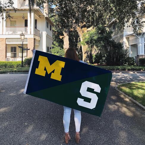 Desert Cactus Michigan Wolverines and Michigan State Spartans Rivalry Flag 3 x 5 feet Split Design Banner Durable 100% Polyester for Indoor or Outdoor Use (House Rivals Flag) in Saudi Arabia