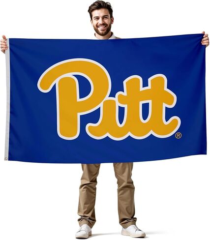 علم مطبوع من Pittsburgh Panthers College Sports - مرخص من الرابطة الوطنية لرياضة الجامعات - نايلون - لافتة مدرسية (أزرق داكن) (3 × 5 بوصات) in Kuwait