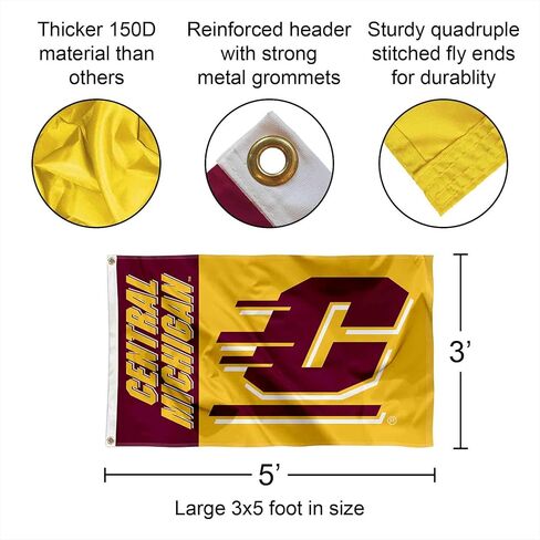 CMU Chippewas علم ذهبي 3x5 in Kuwait