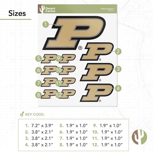 Desert Cactus Purdue University Sticker Boilermakers Vinyl Decals Laptop Water Bottle Car Scrapbook T3 (Type 3-1) in Saudi Arabia