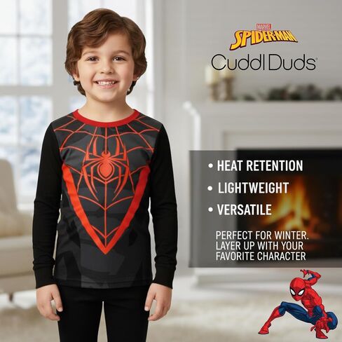 Cuddl Duds Boys Thermal Underwear Set - Spiderman, Pokemon, Minecraft, Super Mario Designs - Kids Long John Base Layer in Saudi Arabia