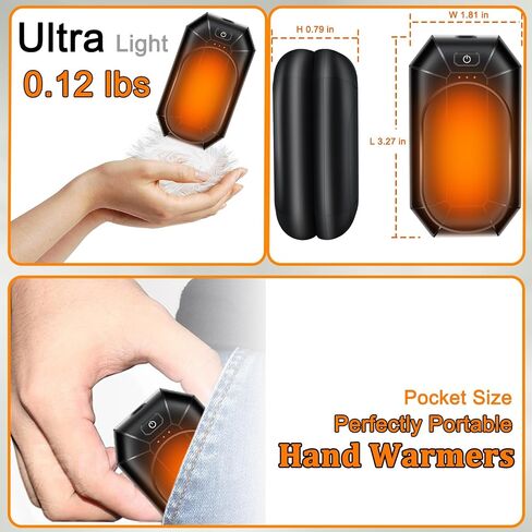Hand Warmers 2 Pack, Rechargeable Electric Hand Warmers, 20Hrs Long Safe Heat, Portable Pocket Heater, Stocking Stuffers Gifts for Christmas, Outdoor, Hunting, Golf, Camping Accessories in Saudi Arabia
