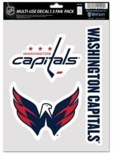 ملصق Wincraft NHL Washington Capitals متعدد الاستخدامات، 3 عبوات، ألوان الفريق، مقاس واحد in Kuwait