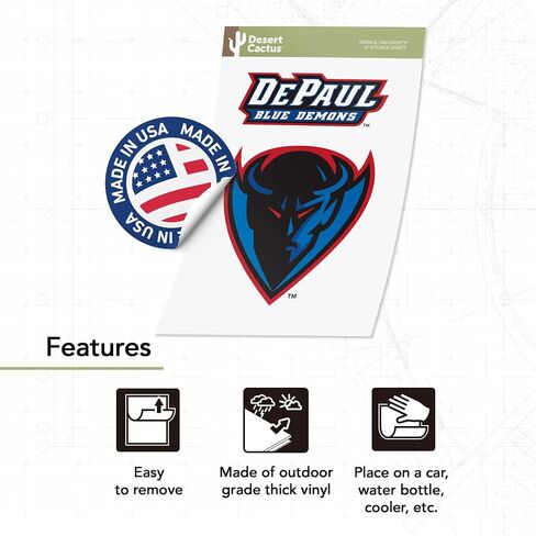 Desert Cactus DePaul University Sticker Blue Demons Vinyl Decal Laptop Water Bottle Car Scrapbook (4 Inch Set V1) in Saudi Arabia