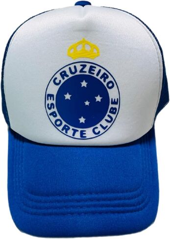 قبعة سائق الشاحنة Cruzeiro Esporte Clube Soccer (Cruzeiro Boné Azul e Branco)، قبعة شبكية باللونين الأزرق والأبيض، شعار الفريق in Kuwait