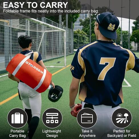 Storgem 6'X6' شبكة تدريب البيسبول اللينة، شبكة بيسبول محمولة للضرب، والضرب، والنصب والميدان، مع حقيبة حمل، ومنطقة الضرب وإطار القوس، رائعة للأطفال والشباب البالغين in Kuwait