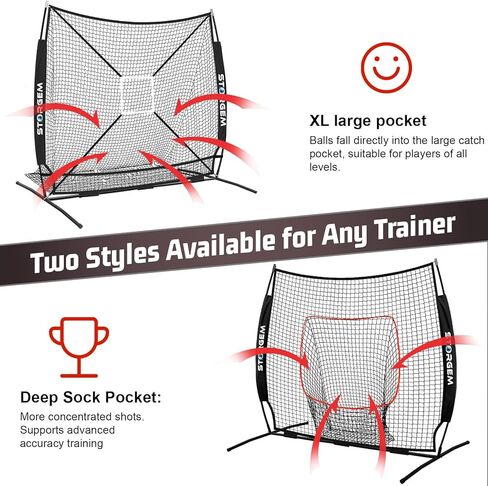 Storgem 6'X6' شبكة تدريب البيسبول اللينة، شبكة بيسبول محمولة للضرب، والضرب، والنصب والميدان، مع حقيبة حمل، ومنطقة الضرب وإطار القوس، رائعة للأطفال والشباب البالغين in Kuwait