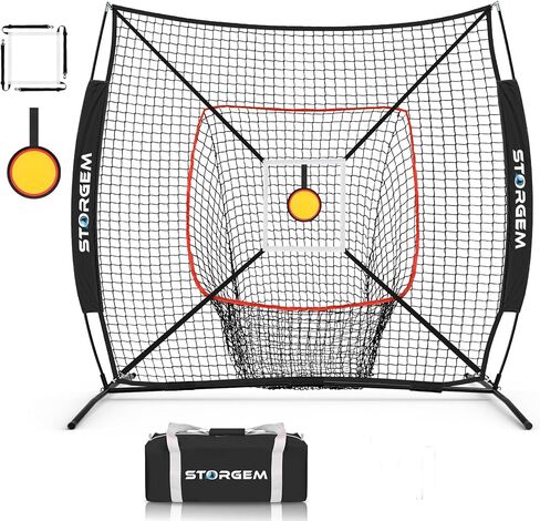 Storgem 6'X6' شبكة تدريب البيسبول اللينة، شبكة بيسبول محمولة للضرب، والضرب، والنصب والميدان، مع حقيبة حمل، ومنطقة الضرب وإطار القوس، رائعة للأطفال والشباب البالغين in Kuwait