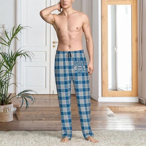 Men's Pajama Pants Comfy Lightweight Plaid Drawstring Pajama Lounge Sleep Pants with Pockets in Saudi Arabia