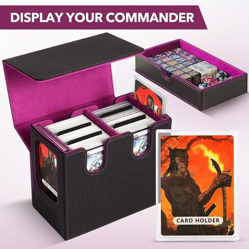 MTG Deck Box,Commander Deck box,Double Storage Box with 2 Commander Display & 1 Removable Dice Tray, Fits 200+ Double-Sleeved Card Storage.Card deck box for CCG TCG Sports (DARK-BLUE) in Saudi Arabia