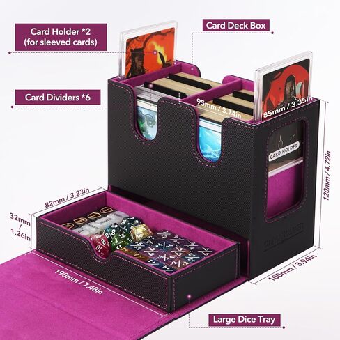 MTG Deck Box,Commander Deck box,Double Storage Box with 2 Commander Display & 1 Removable Dice Tray, Fits 200+ Double-Sleeved Card Storage.Card deck box for CCG TCG Sports (DARK-BLUE) in Saudi Arabia