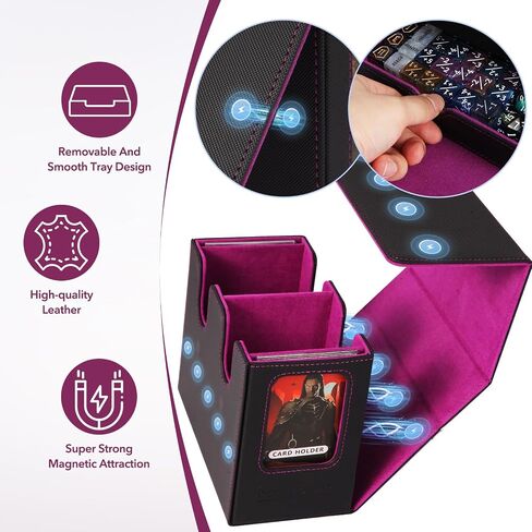 MTG Deck Box,Commander Deck box,Double Storage Box with 2 Commander Display & 1 Removable Dice Tray, Fits 200+ Double-Sleeved Card Storage.Card deck box for CCG TCG Sports (DARK-BLUE) in Saudi Arabia
