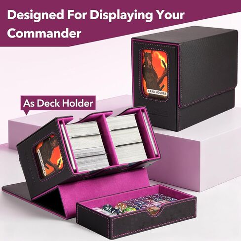 MTG Deck Box,Commander Deck box,Double Storage Box with 2 Commander Display & 1 Removable Dice Tray, Fits 200+ Double-Sleeved Card Storage.Card deck box for CCG TCG Sports (DARK-BLUE) in Saudi Arabia