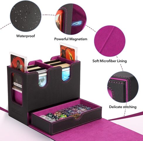 MTG Deck Box,Commander Deck box,Double Storage Box with 2 Commander Display & 1 Removable Dice Tray, Fits 200+ Double-Sleeved Card Storage.Card deck box for CCG TCG Sports (DARK-BLUE) in Saudi Arabia