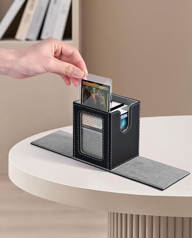 صندوق MTG Deck Box مع شاشة عرض نافذة القائد، صندوق تخزين بطاقات التداول يحمل 100 بطاقة مزدوجة الأكمام مناسبة لبطاقات TCG/CCG/PTCG/EDH/Magic/الرياضية (أسود وبنفسجي) in Saudi Arabia