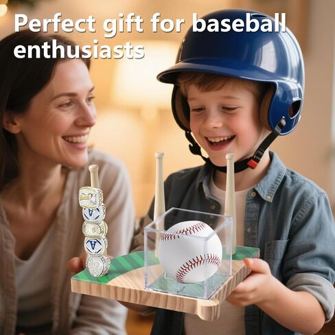 Baseball Ring Holder, Championship Ring and Baseball Display Case, Stadium Design Homeplate Stacked, Sports Ring Holder for Gifts, Home Decor (Green) in Saudi Arabia