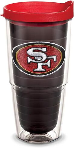 Tervis Made in USA Double Walled NFL San Francisco 49ers Insulated Tumbler Cup Keeps Drinks Cold & Hot, 24oz, Primary Logo - Quartz Inner in Saudi Arabia