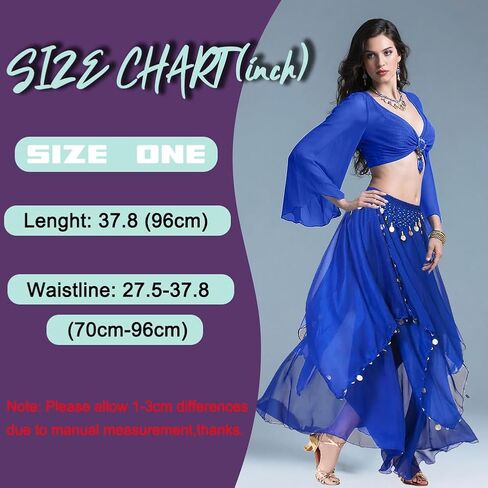 Belly Dance Skirt with Coins Chiffon Wrap Skirt for Women Hand-Sewn Metallic Coins Skirts Stage Performance & Yoga in Saudi Arabia