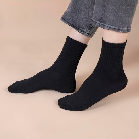 Crew Socks for Men Women Ribbed Mid Calf Everyday Athletic Casual Work Gym Travel Basics in Saudi Arabia
