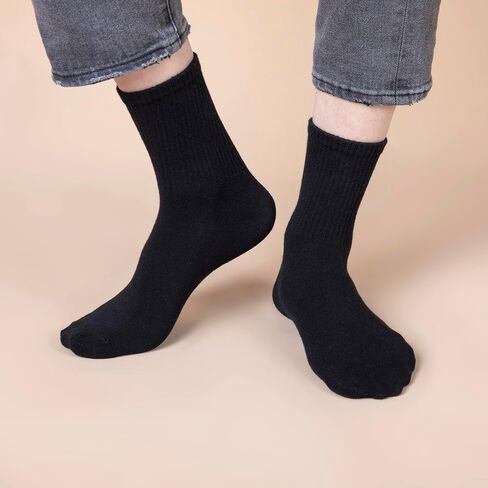 Crew Socks for Men Women Ribbed Mid Calf Everyday Athletic Casual Work Gym Travel Basics in Saudi Arabia