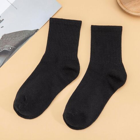 Crew Socks for Men Women Ribbed Mid Calf Everyday Athletic Casual Work Gym Travel Basics in Saudi Arabia