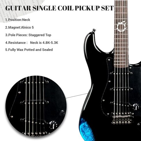 Pro ST Staggered Vintage Alnico 5 Single Coil Middle/50mm Pickup 5.6K for Strat Style Electric Guitar,Black in Kuwait