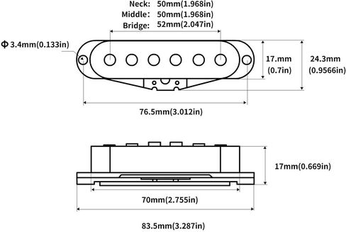 Pro ST Staggered Vintage Alnico 5 Single Coil Middle/50mm Pickup 5.6K for Strat Style Electric Guitar,Black in Kuwait