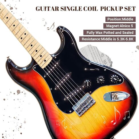 Pro ST Staggered Vintage Alnico 5 Single Coil Middle/50mm Pickup 5.6K for Strat Style Electric Guitar,Black in Kuwait