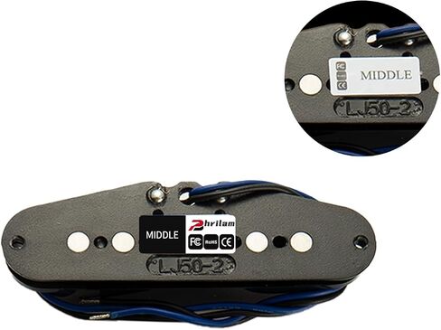 Pro ST Staggered Vintage Alnico 5 Single Coil Middle/50mm Pickup 5.6K for Strat Style Electric Guitar,Black in Kuwait