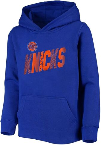 Outerstuff New York Knicks Kids Boys مقاس 4-7 سترة بغطاء رأس من الصوف بشعار الملعب in Saudi Arabia