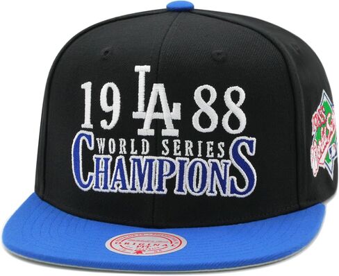 Mitchell & Ness Los Angeles Dodgers World Series Champions Snapback Hat Cap Cooperstown - Black/Royal in Saudi Arabia